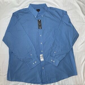 Jos A Bank Mens Dress Shirt XXL Blue Gingham Plaid Traveler Collection NWT